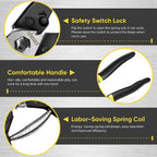 DISEN Wire Cutters Heavy Duty Cutting Up to 3/16", Metal Cable Cutters for Fence Thick Wire, Safety Lock, Spring Loaded, Non-slip Matte Handle, Chrome Vanadium Steel Jaw
