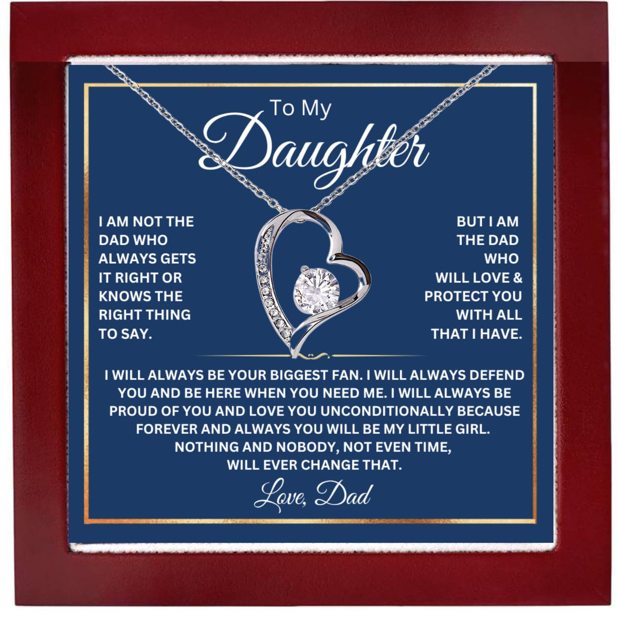 To My Daughter Necklace From Dad With Heartfelt Message, (LED, Fan Forever)