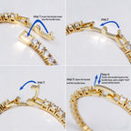 Haqptul 18K Gold/Sterling Silver Plated Tennis Bracelet for Women Men Cubic Zirconia White Gold Diamond 3mm Size 6.5-7.5 Inch
