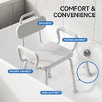 Loyoda 360° Swivel Shower Chair for Inside Shower, Removable Arms & Back, Adjustable Height Rotating Shower Stool for Seniors and Disabled，Swivel Bath Chair for Inside Tub，Neutral Gray