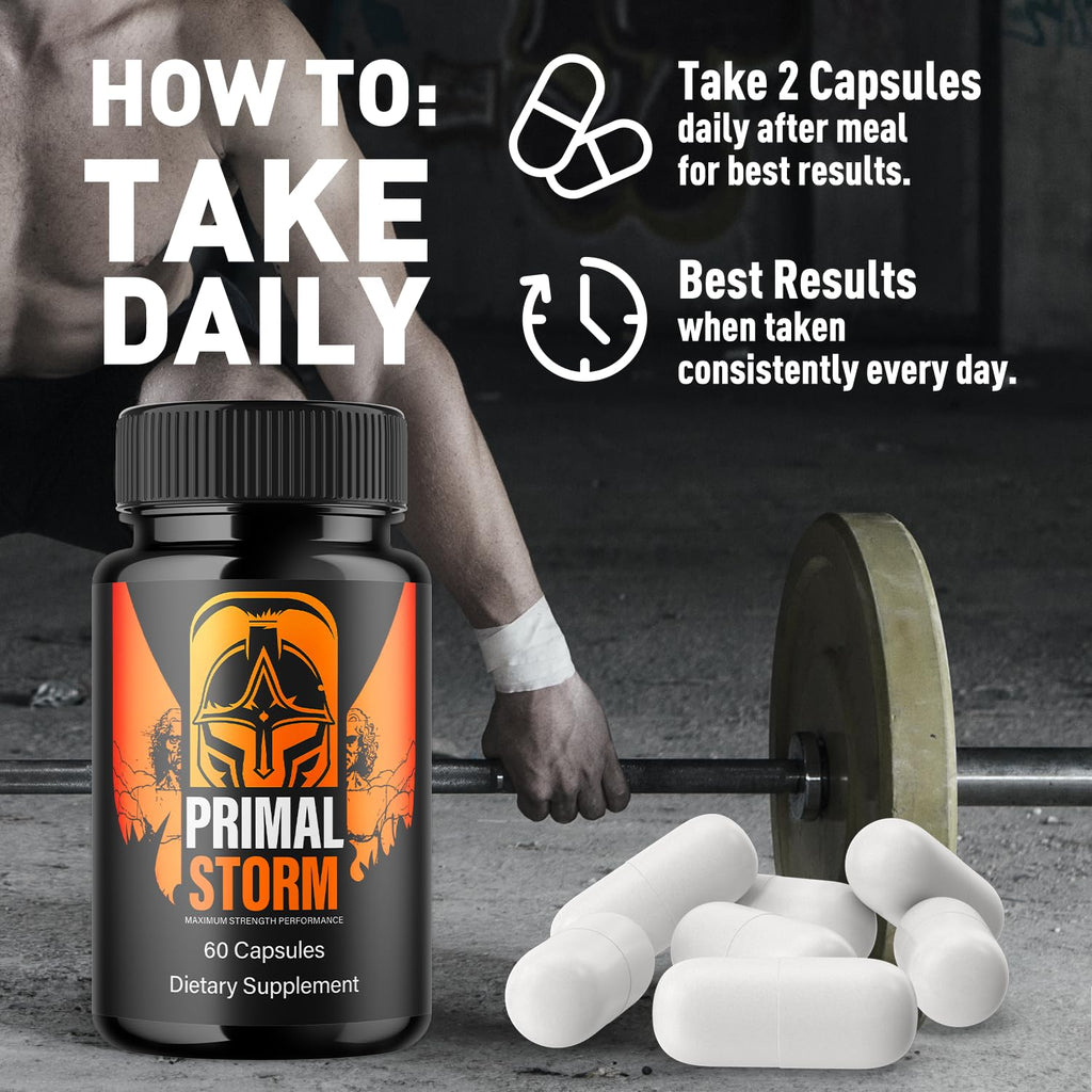 (2 Pack) Primal Storm Capsules, PrimalStorm Pills for Men with All Natural Ingredients, Advanced Formula Men's Health and Wellness Support Pill, Maximum Strength Multivitamin Supplement (120 Capsules)