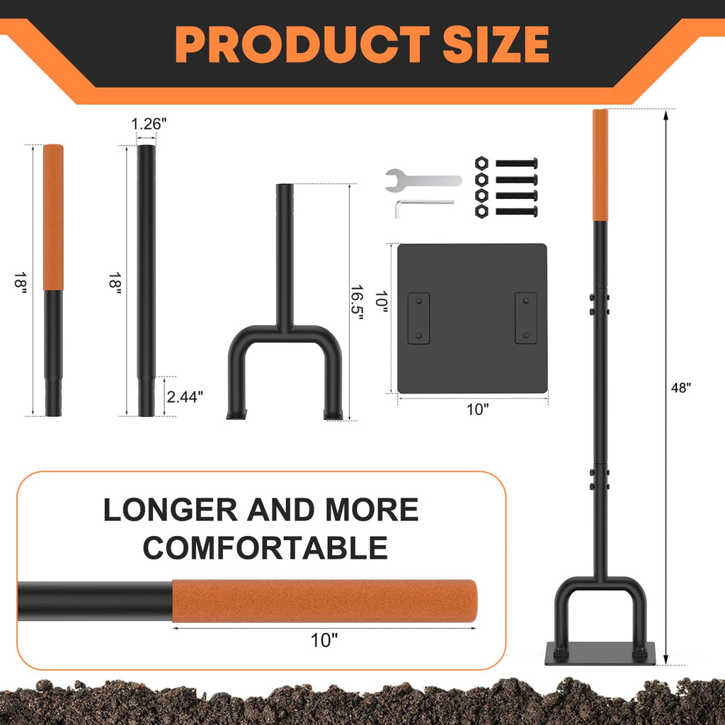 10"x10" Heavy Duty Steel Tamper Tool with 48" Handle