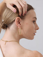 FRUMOS 18K Gold Plated Oval Hoop Earrings, Chunky Thick Huggie Earrings for Women, Hypoallergenic Jewelry