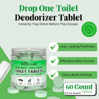 Toilet Deodorizer Tablets – Drop One In and Go – 60 Count Citrus Scent – Odor Elimination for Bathroom – Replaces Toilet Spray – Long Lasting – Fresh Bowl Freshener