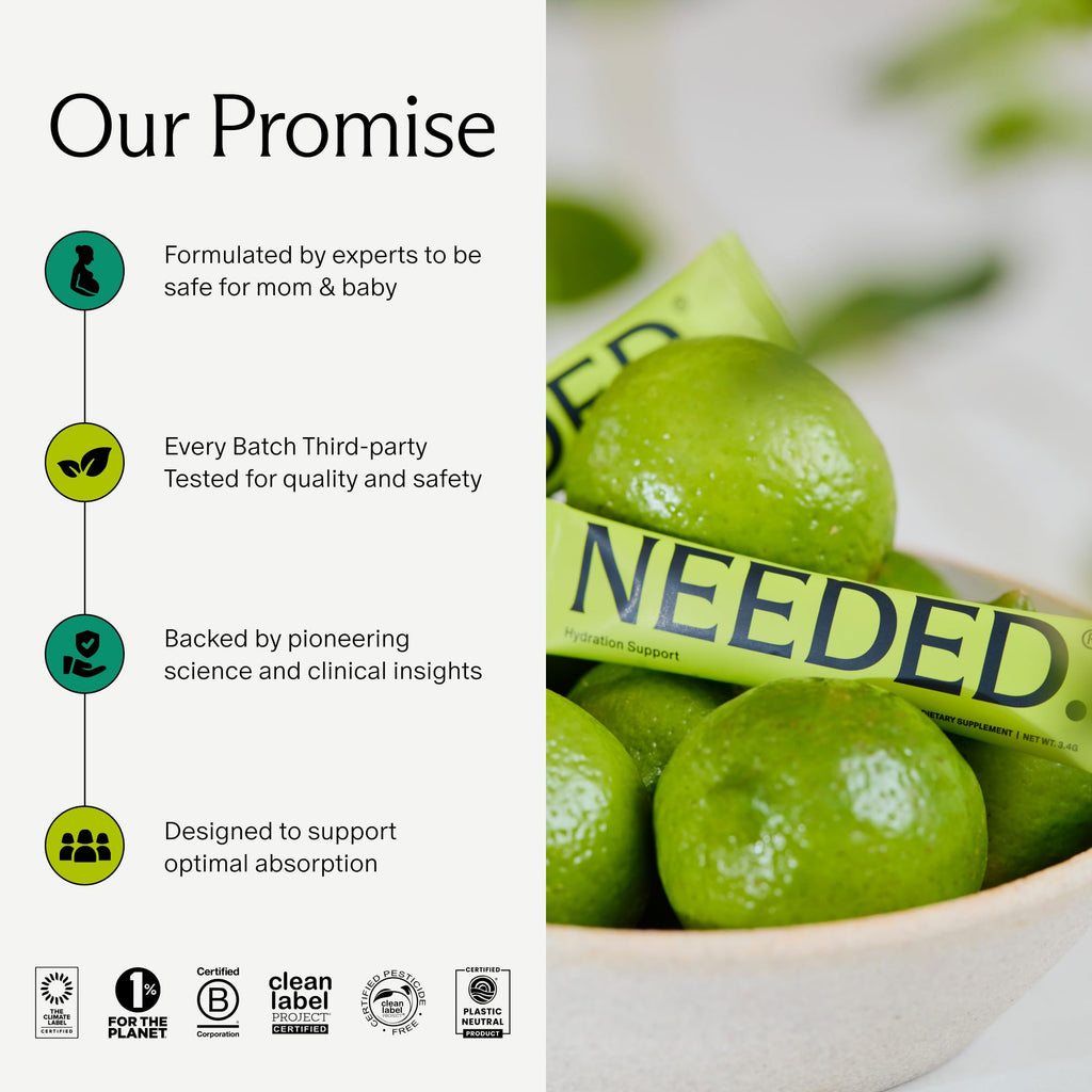 Needed. Hydration Support with Electrolytes & Trace Minerals – Electrolytes for Pregnancy & During Lactation - 30 Hydration Packets Lightly Sweetened with Hint of Lime