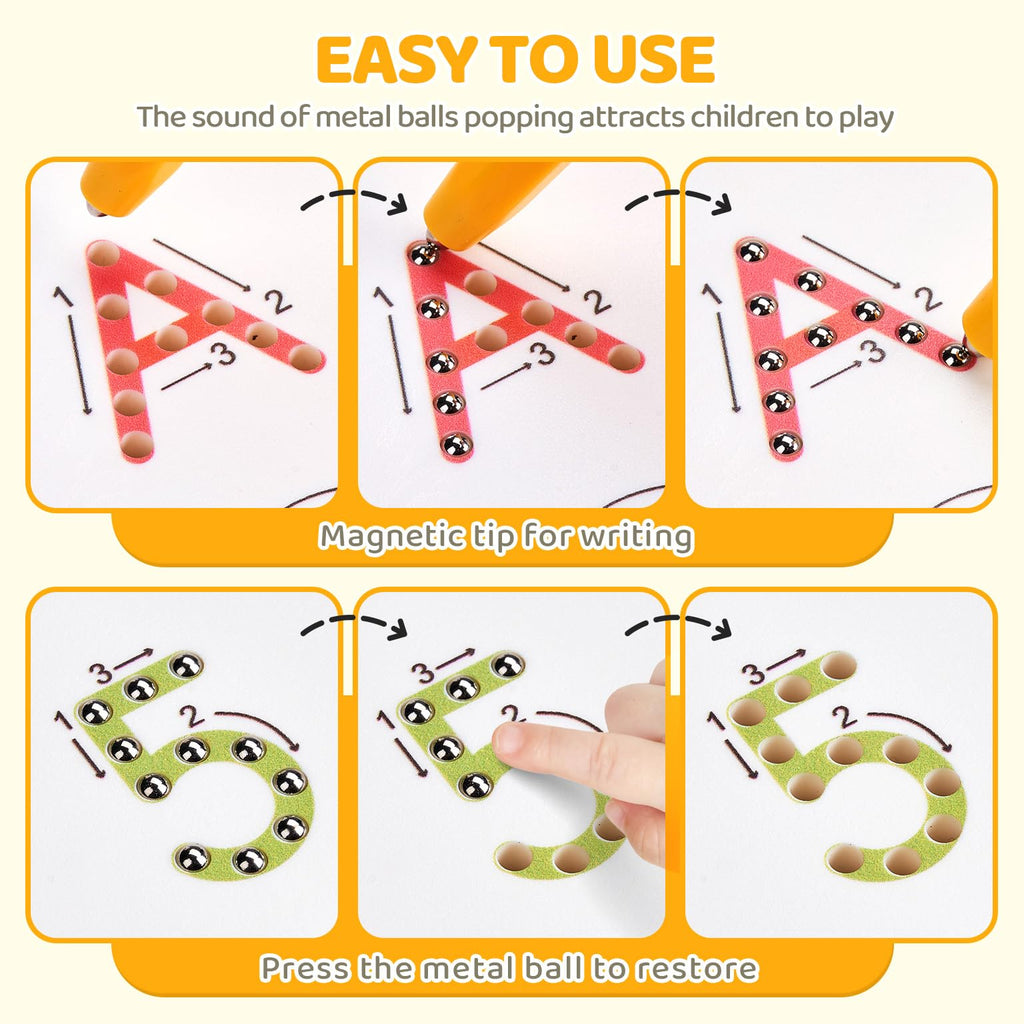 GAMENOTE Double Sided Magnetic Letter & Number Board Set - Alphabet & Numbers Tracing Board for Toddlers, ABC Uppercase & Lowercase Practicing, Math Learning, Educational Toys for Kids