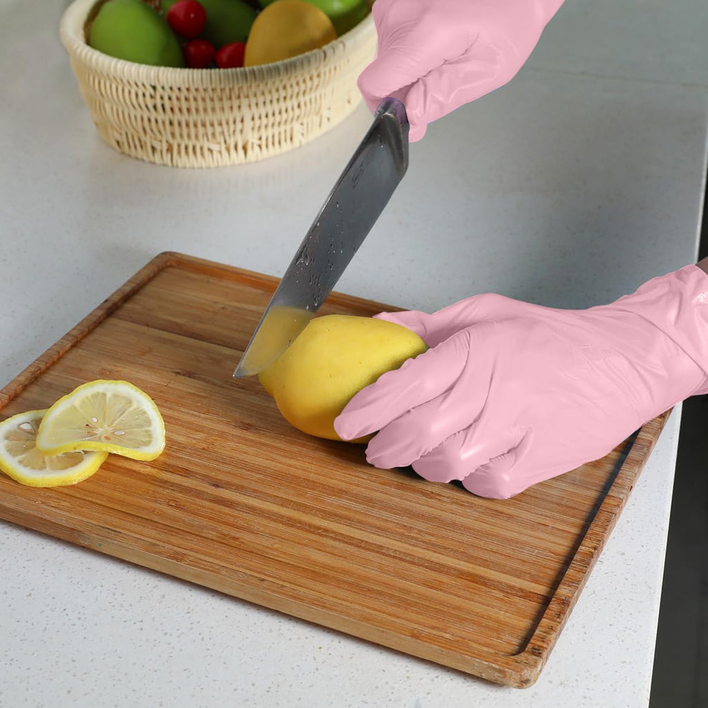 COYACOOL Disposable Gloves Medium, Nitrile and Vinyl Blend Material Gloves, Latex Free, 4 Mil 1000 Pc Food Grade Glove for Cleaning, Food Prep, Hair Dye, Tattoo, Pink