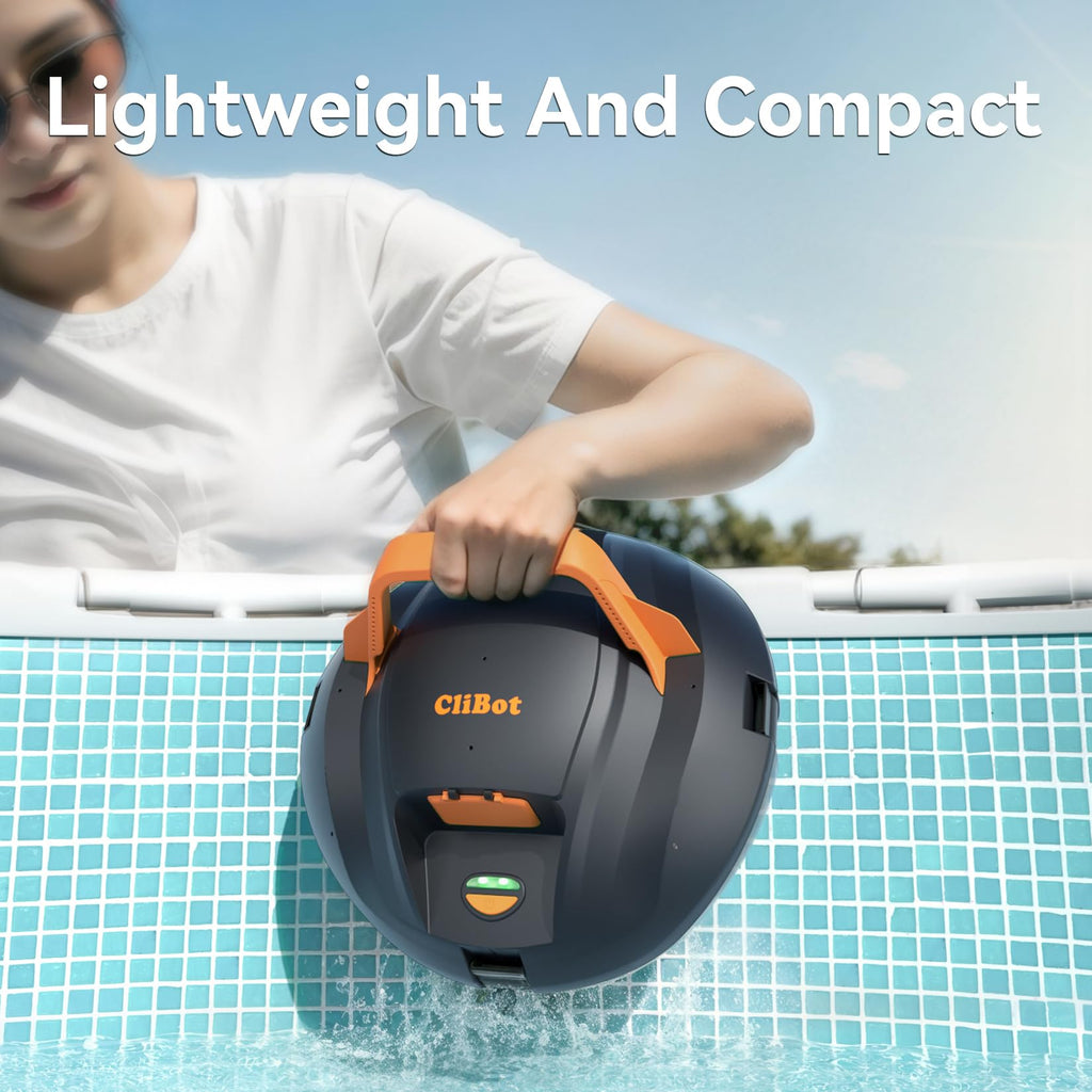 (2026 Upgrade) CliBot Cordless Pool Vacuum for Above Ground Pool - Dual-Motor Automatic Pool Cleaner with 120Mins Runtime, Easy One-Button Operation for Flat In-Ground and Above Ground Pools