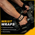 FITFIV Lifting Straps for Weightlifting, Lifting Wrist Straps for Gym Strength Training, Neoprene-padded Wrist Cushion - Men & Women