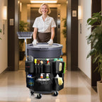 Hongmed Trash Can Caddy Bag: 1680D Fabric Heavy-Duty Cleaning Caddy with Adjustable Buckle fits 32-55 gal Trash Can, Multi-Pockets Cleaning Tool Organizer for House Cleaners & Janitorial Duties