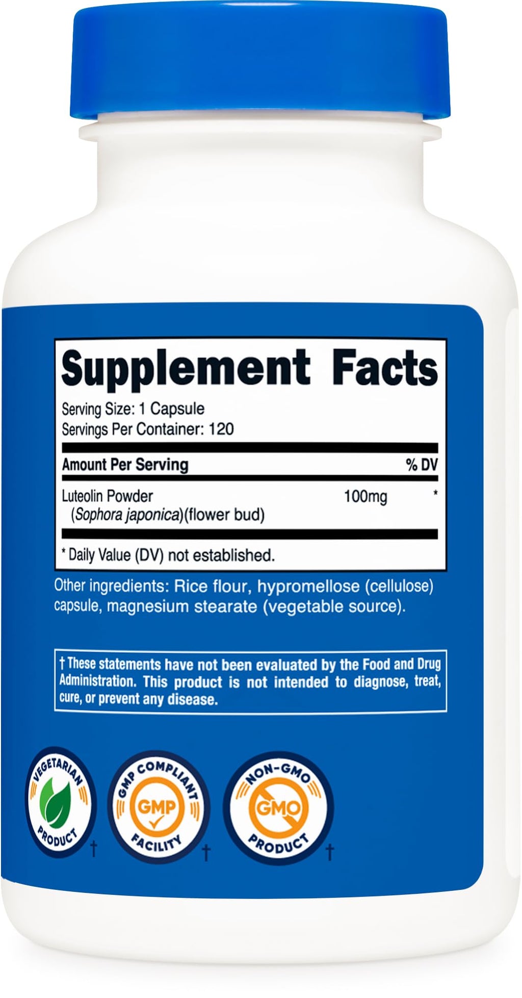 Nutricost Luteolin 100mg 120 Capsules - Vegetarian Friendly, Non-GMO, Gluten Free