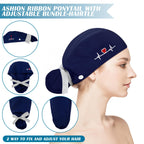 Honoson 6 Pcs Scrub Caps for Women with Buttons, Adjustable Bouffant Surgical Caps with Ponytail Holder, Cotton Nurse Hats(Classic Color,Classic)