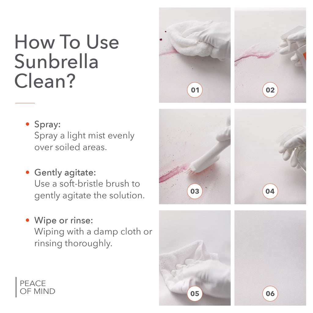 Sunbrella Clean Multi-Purpose Fabric Cleaner | All-in-One Solution for Water-Safe Fabrics and Vinyl | Upholstery Cleaner, Removes Stains & Spills | Non-PFAS | 32 fl oz
