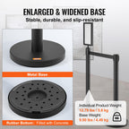 VEVOR Crowd Control Stanchions, 6-Pack Crowd Control Barriers, Carbon Steel Baking Painted Stanchion Queue Post with Sign Holder & 3PCS 6.5FT Retractable Belt, Belt Barrier Line Divider, Easy Assembly