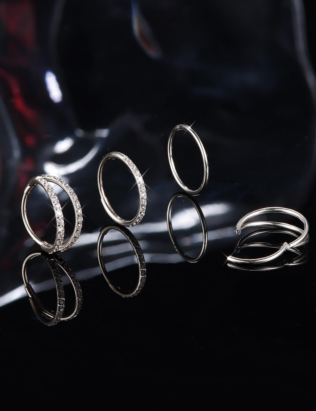 4PCS 18G Nose Rings Hoops, Surgical Steel Earrings Tragus Septum Piercing