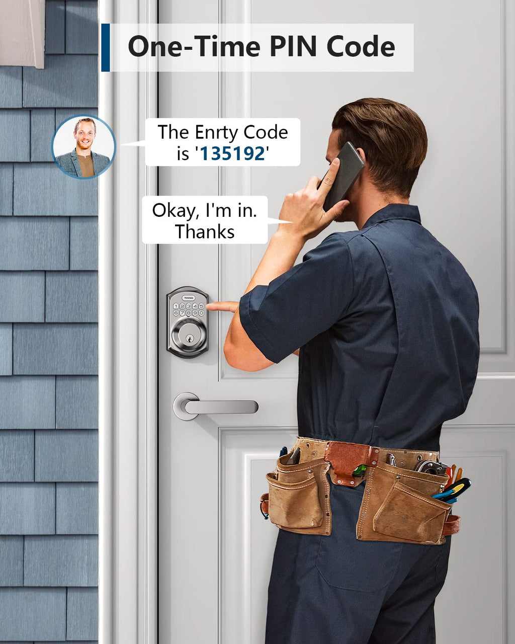 TEEHO TE001 Keyless Entry Deadbolt with Keypad for Front Door, Satin Nickel
