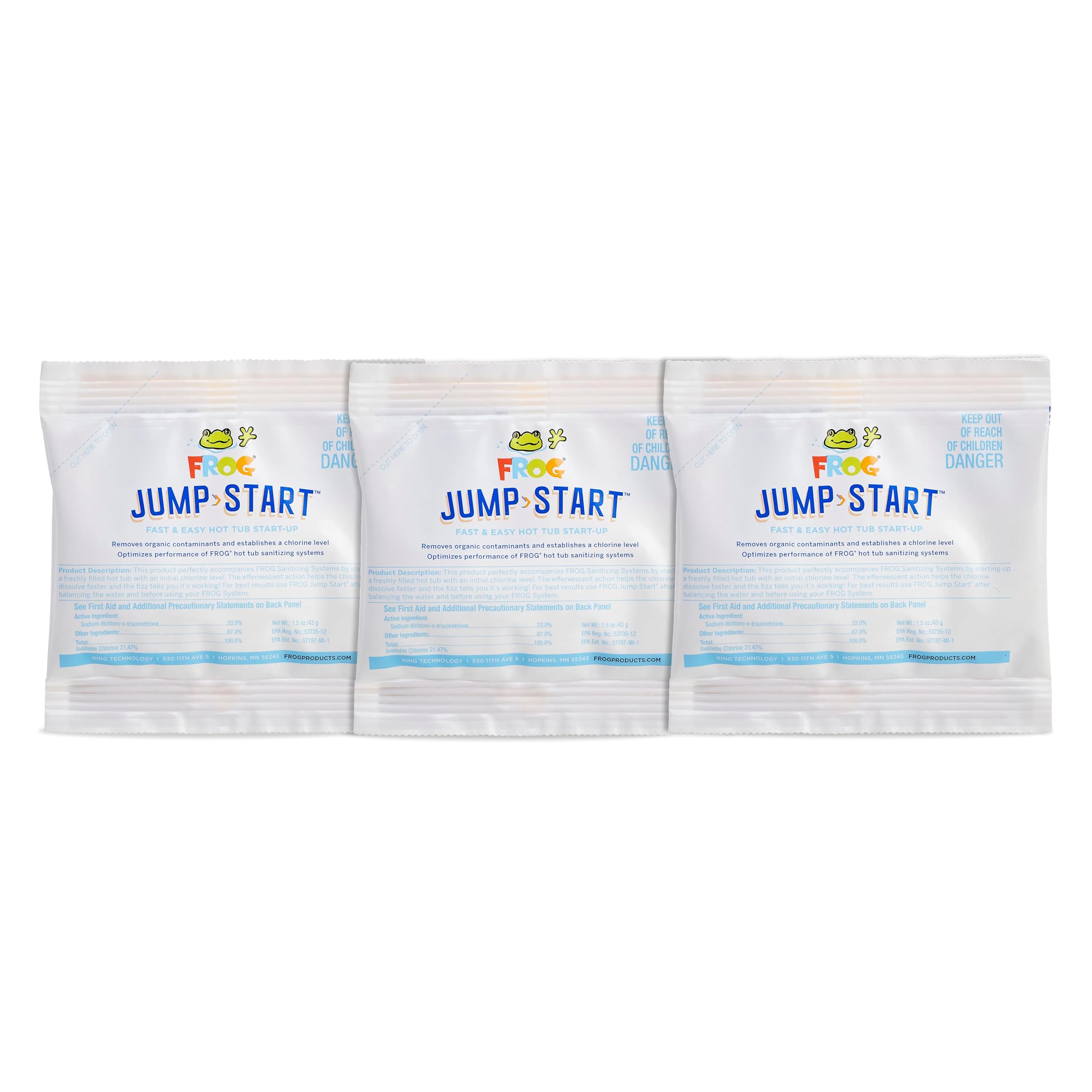 FROG Jump Start for Hot Tubs - Start-Up Chlorine Shock Removes Organic Contaminants & Establishes Chlorine Level - Hot Tub Set Up & Treatment - 3 Pack
