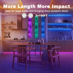 dalattin Led Strip Lights 200ft (2 Rolls of 100ft), Led Lights for Bedroom with App & Remote Control, 24V Led Lights Strip for Room & Festival Decoration