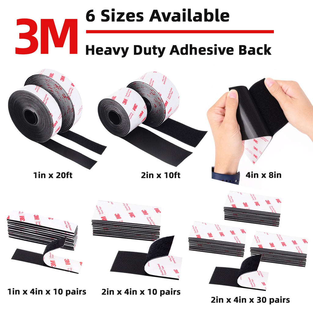 Hook and Loop Tape 1in x 20ft, Heavy Duty Adhesion Strip, Slef Adhesive Interlocking Tape, Back Adhesive Mounting Strips, Reclosable Sticky Back Interlocking Nylon Picture Hanging Strips