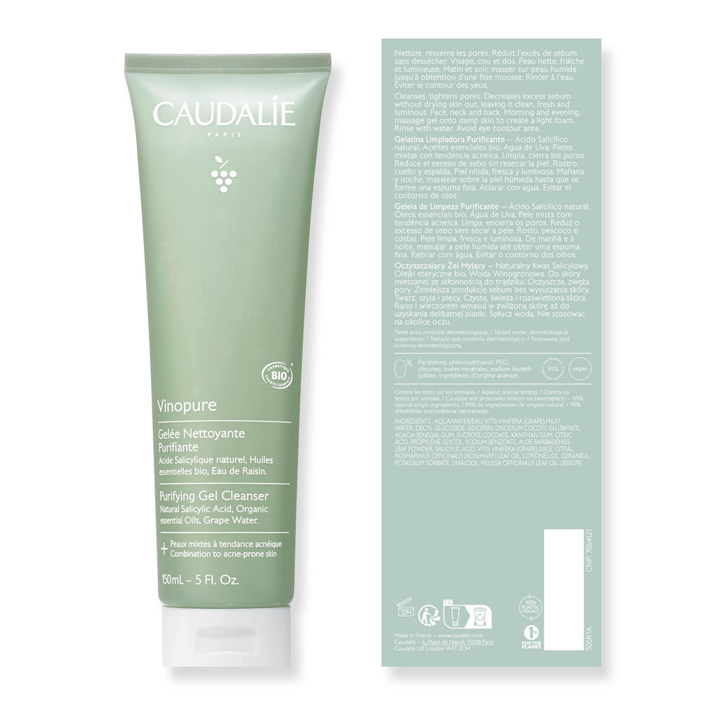 Caudalie Vinopure Salicylic Acid Cleanser, Pore Purifying Gel Cleanser - 150 mL