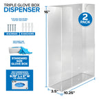 Stock Your Home Triple Acrylic Glove Dispenser, 2 Pack, Wall Mount