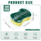 Tanlade 120 Pcs Individually Wrapped Sponges Kitchen Bulk Non Scratch Scouring Sponges for Dishes Household Cleaning Travel Apartments Hotel Car