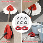 Mop Head Replacement Compatiable with Ocedar EasyWring 1-Tank System,Mircofiber Mop Heads Refill and Scrub Brush for O Cedar Easywring Spin Mop, 6 Pack Mop Refills & 2 Scrubber Head to Floor Cleaning