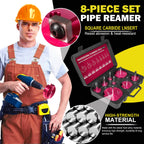Premium 8Pcs PVC Pipe Reamer Kit - Complete Reamer Set, Fits Standard 1/2" Drills, Includes P3/4", 1", 1-1/4", 1-1/2", 2", 2-1/2", 3", 4" For Standard 1/2" Drills, Ideal for PVC, CPVC, ABS Pipes
