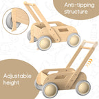 HOMEKOL Wooden Baby Push Walker, Natural Wood Color