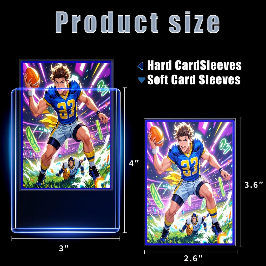 TRUGQ 1000 Card Sleeves Top Loads for Cards,3"X4"Baseball Card Protectors,Toploaders Hard Plastic for Trading Game Sports Football Cards(500 Hard Protectors + 500 Soft Sleeves)