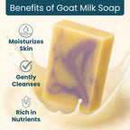 Way Natural Goat Milk Soap Bar Variety 3-Pack (5oz Bars) - Lavender, Cherry Almond, Honey Oatmeal - Cold Process, Natural Goat Soap for Hands & Body, Women & Men - Handmade, Gentle, No Dyes, USA Made