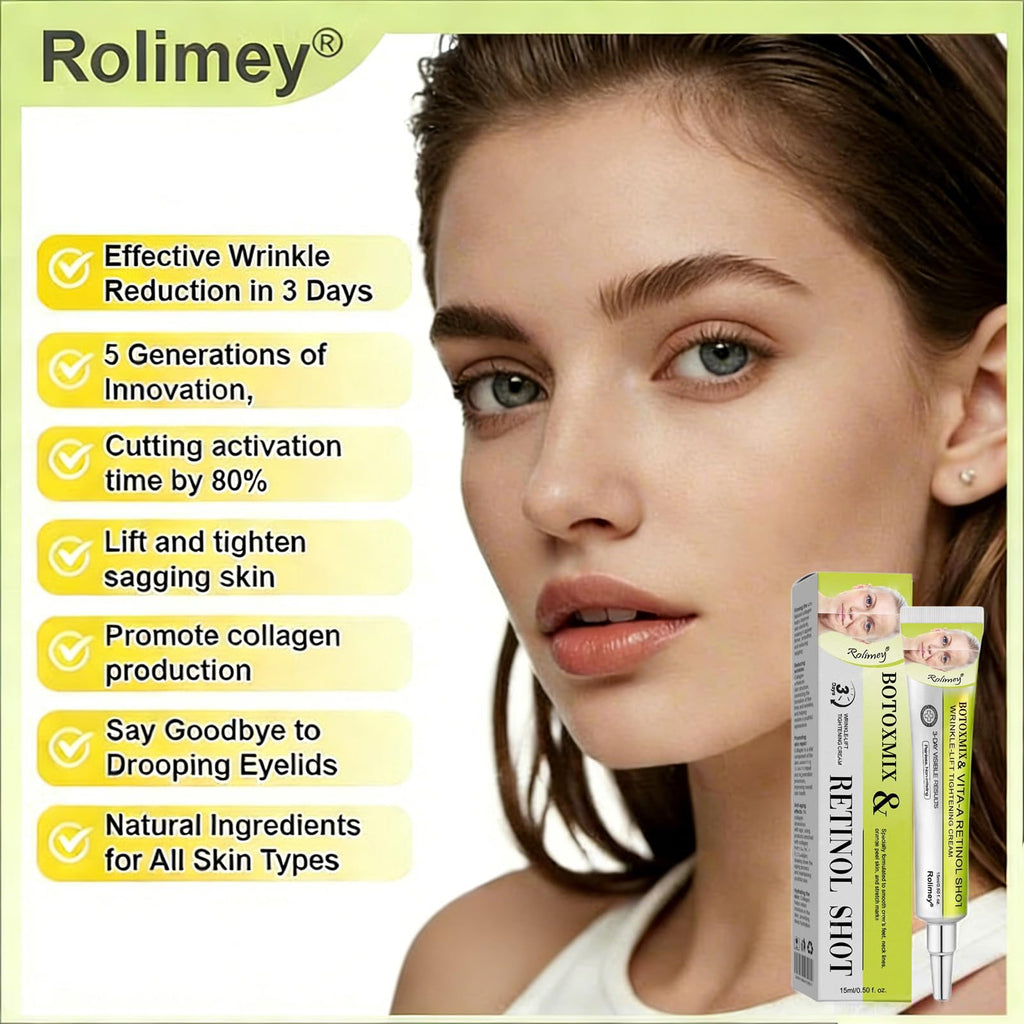 Botoxmix & Vita-A Retinol Shot Wrinkle-Lift Tightening Cream, Rolimey Wrinkle-Lift Tightening Cream, effectively lifts and firms the skin, and reduces wrinkles and fine lines. (2PCS)