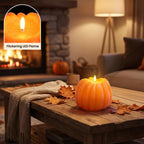 ARIKJ Fall Decorations for Home, Large Flameless Pumpkin Candle, Orange