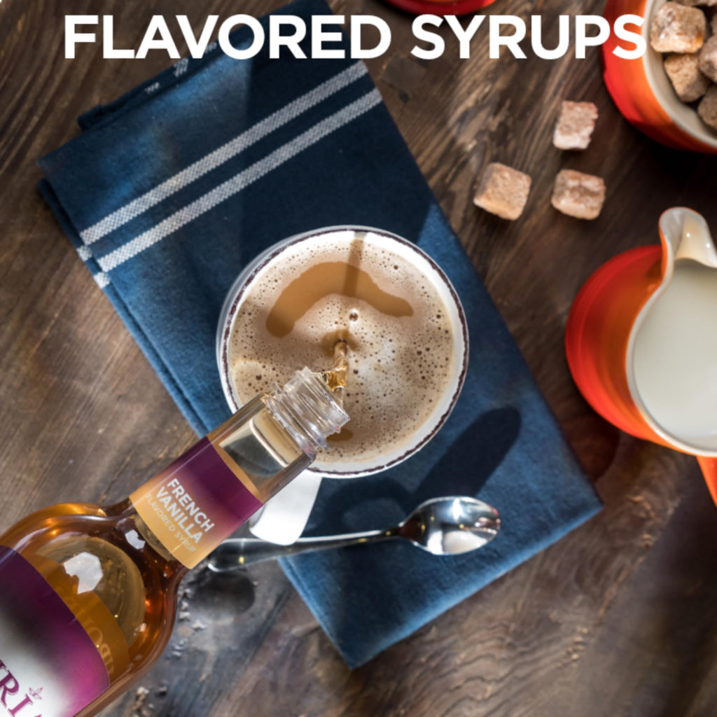 Upouria French Vanilla, Caramel & Hazelnut Flavored Syrup, 100% Vegan and Gluten-Free, 750ml bottles - Set of 3 - Pumps included