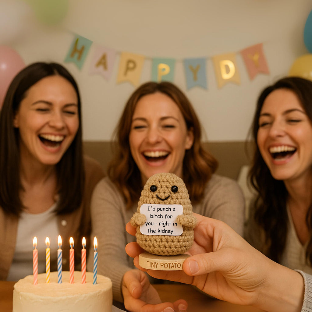 Funny Friendship Gift - Tiny Potato Crochet With 30 Sassy Messages for Women Friends Bestie Coworker Sister - Best Friend Birthday Gifts for Women, Emotional Support Encouragement Present Idea for Her