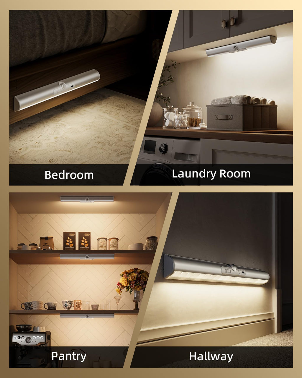 EZVALO 13-inch Motion Sensor Closet Lights, 1800mAh Rechargeable Battery Lights with Rotatable Sensor, Glare-Free, 3 Color Temps & Dimmable Cabinet Lights for Closet, Pantry, Wardrobe - 2 Pack