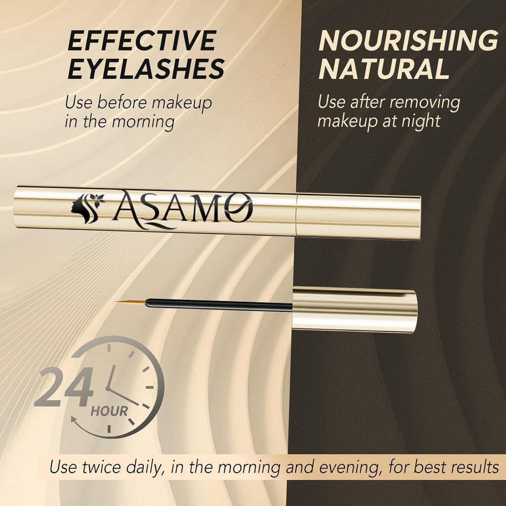 Eyelash Growth Serum – 15 Plant Extracts for Longer, Denser & Robust Lashes, Boosts Natural Lash Development, Enhances Natural Beauty, Hypoallergenic & Oil Free(Bright Gold)