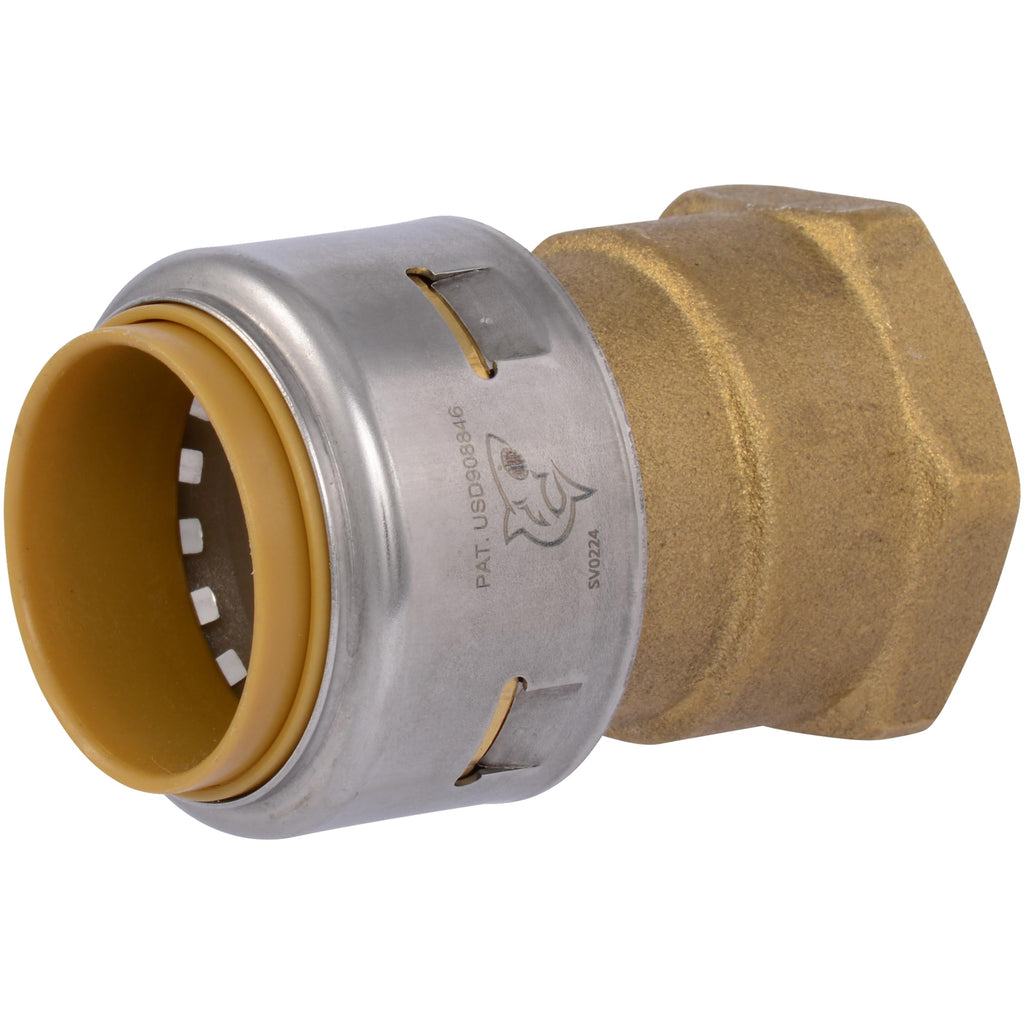 SharkBite Max Female Adapter, 1 in Push-to-Connect x 1 in FNPT, Brass Plumbing Fitting, UR094A
