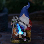 Panven Garden Gnome Statue, Gnome Decoration for Yard with Blue Solar Light, Patio Porch Yard Garden Decor for Outside, Lawn Ornament