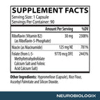 Neurobiologix Methyl Folate Plus, Advanced Blend of L-5 Methylfolate, Folinic Acid & B Vitamins, Supports Healthy Methylation, Brain & Heart Function for Men & Women, Gluten Free, 90 Capsules