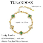 Turandoss 14K Gold Plated White Clover Bracelets for Women Jewelry Gifts