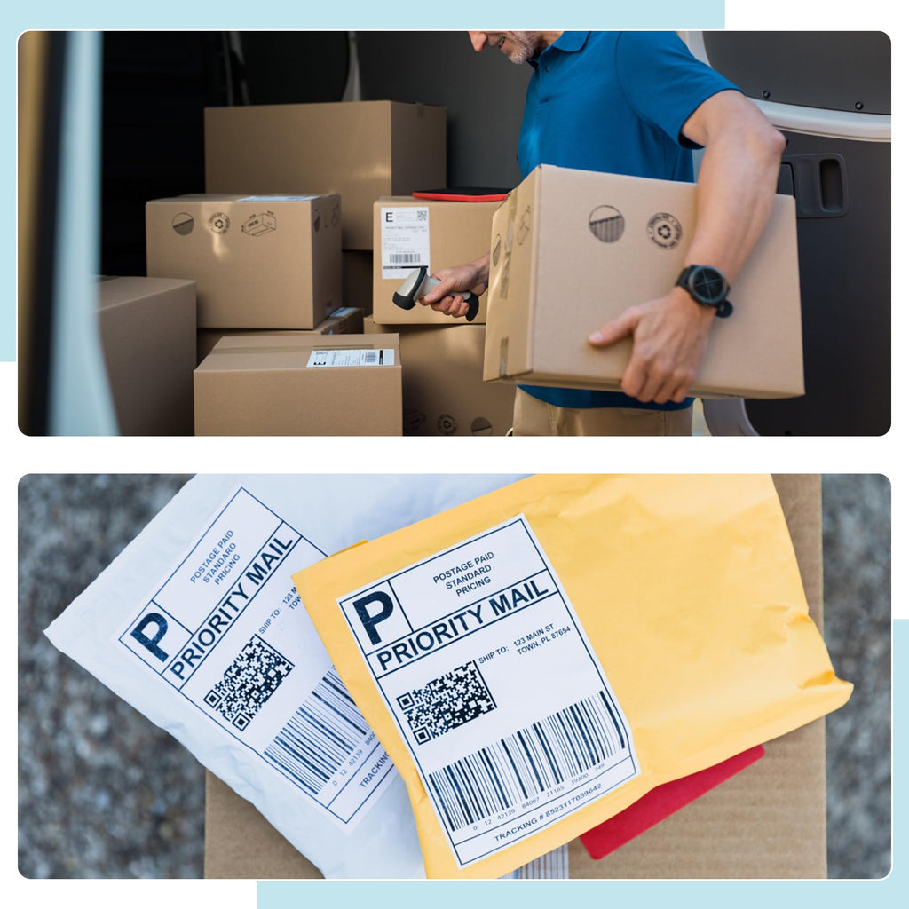 L LIKED 1000 Fanfold 4" x 6" Direct Thermal Labels Shipping Labels with Perforated Line, Permanent Adhesive for Rollo, Zebra, Jadens, Nelko, Munbyn, Phomemo, Commercial Grade
