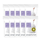 simplehuman Code R 200 Count Custom Fit Liners, Drawstring Kitchen Trash Bags, One-by-One Mess-Free Dispense, Extra Thick & Double Seamed, 50% PCR Plastic, 9-10 Liter / 2.6 Gallon, White