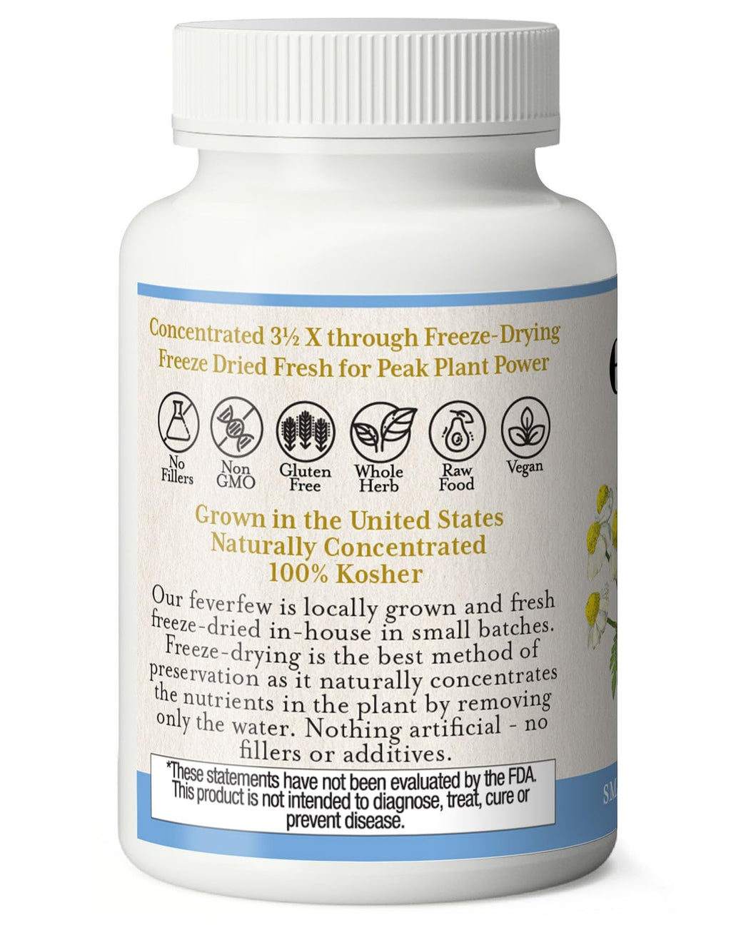 Eclectic Herb - Feverfew Capsules | Support for Head & Neck Tension | Herbal Supplement | US-Grown, Vegan, Non-GMO, Gluten Free (90 CT | 125 mg)