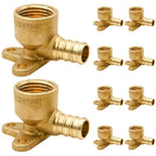 10 Pack Drop Ear Elbow Fittings, PEX 1/2" x 1/2" NPT Female Threaded Adapter Crimp Fitting, Brass, Full Port for PEX pipes in plumbing jobs