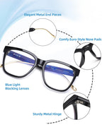 JM Oversized Reading Glasses for Women - Square Stylish Readers for Woman Men/W Blue Light Blocking Trendy Womens Computer Reader Eye Glass Fashion Bluelight Eyeglasses/W Large Frames Clear Lens(1.50)