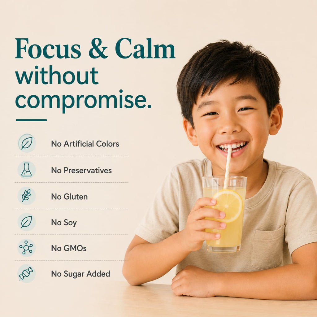 Trunova Kids Focus Attention Drink Mix | Gut + Brain Support Powder for Children Ages 4+ | Strawberry Lemonade | Vitamins, Minerals, Prebiotics & Probiotics | Non-GMO | Gluten Free | 30 Servings