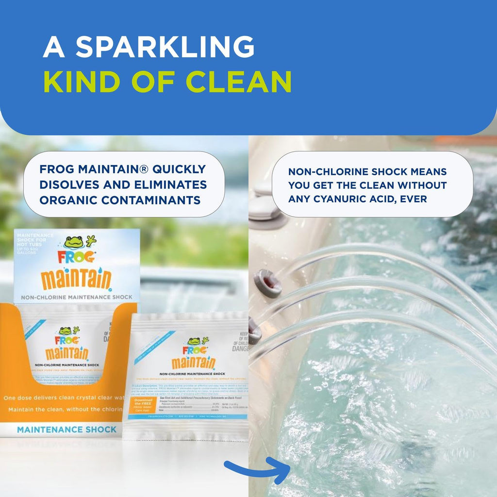 FROG Maintain for Hot Tubs - Non-Chlorine Shock for use with All Hot Tub FROG Sanitizing Systems - Single Dose Packets for Easy Hot Tub Maintenance & Treatment - 12 Pack