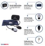 Dixie Ems Deluxe Aneroid Sphygmomanometer Blood Pressure Set W/Adult Cuff, Carrying Case and Calibration Tool - Navy