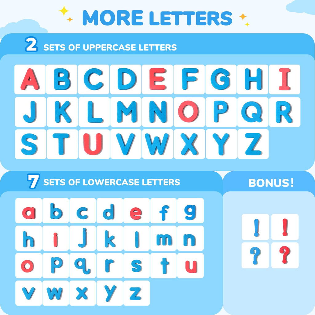 Gamenote Classroom Magnetic Letters Kit 238 Pcs with Double-Side Magnet Board - Foam Alphabet Letters for Kids Spelling and Learning